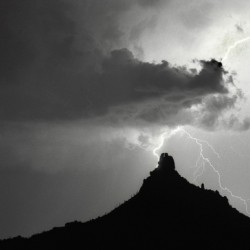 Pinnacle Peak Arizona Lightning Strike BW