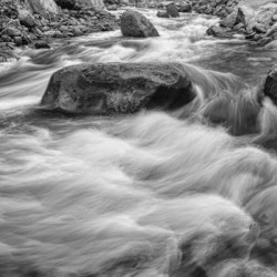 Rocky Mountain Streaming in Black and White