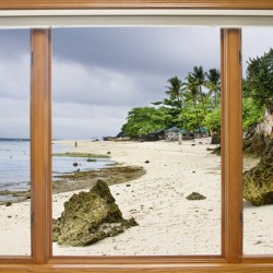 Beach Tropical Wood Window View