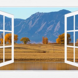 Boulder Flatirons Autumn Trees  Open Window View