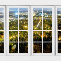 City Lights White Window Frame View