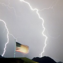 USA Flag and Lightning