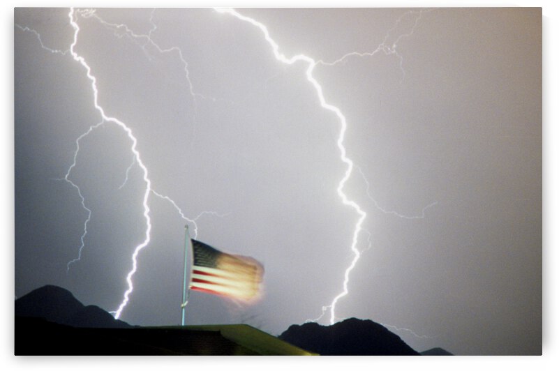 USA Flag and Lightning by Bo Insogna