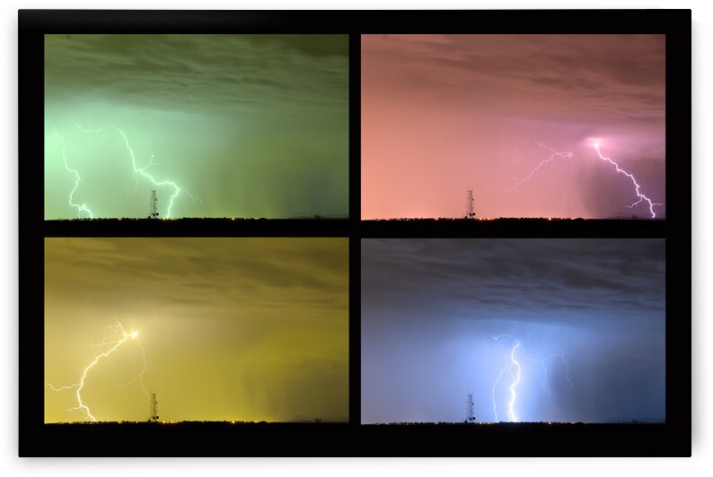 Colorful Lightning Thunderstorm Collage by Bo Insogna