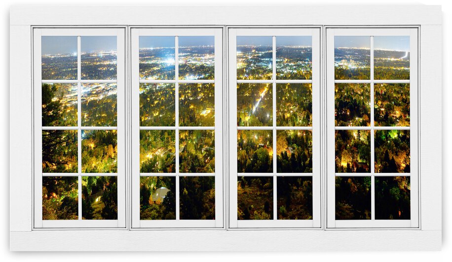 City Lights White Window Frame View by Bo Insogna