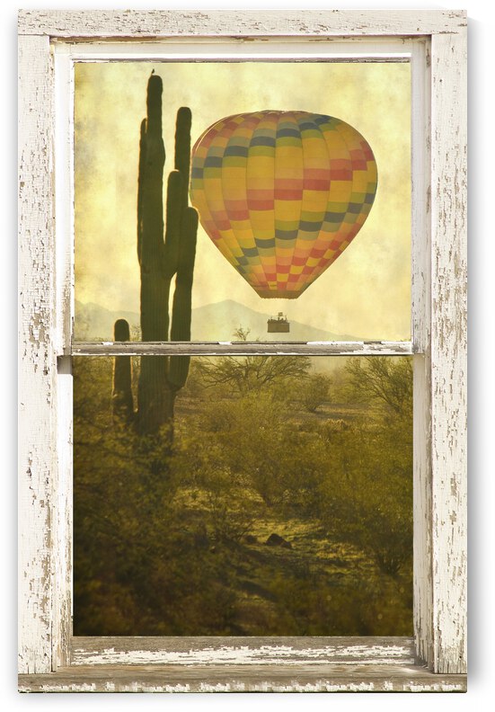 Arizona Hot Air Balloon White Window Peal View by Bo Insogna