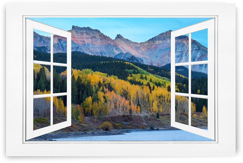 Trout Lake Autumn Rocky Mountain Open White Window by Bo Insogna
