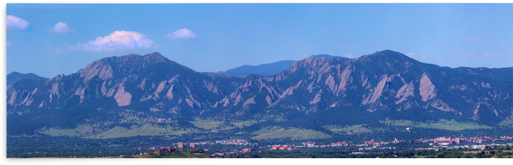 Boulder Flatirons and University of Colorado Panoramic View by Bo Insogna
