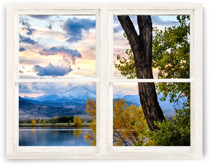 Colorado Rocky Mountain Lake Autumn White Window by Bo Insogna