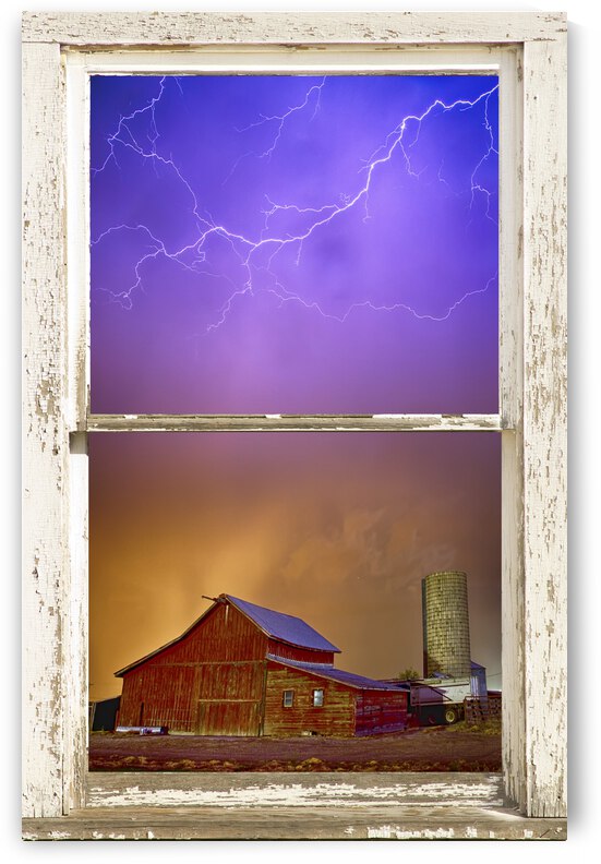 Colorful Country Storm Farm House Window View by Bo Insogna
