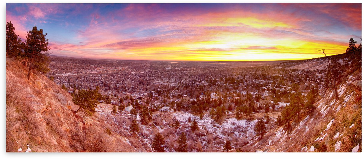 Boulder Colorado Colorful Sunrise Wide Pano by Bo Insogna