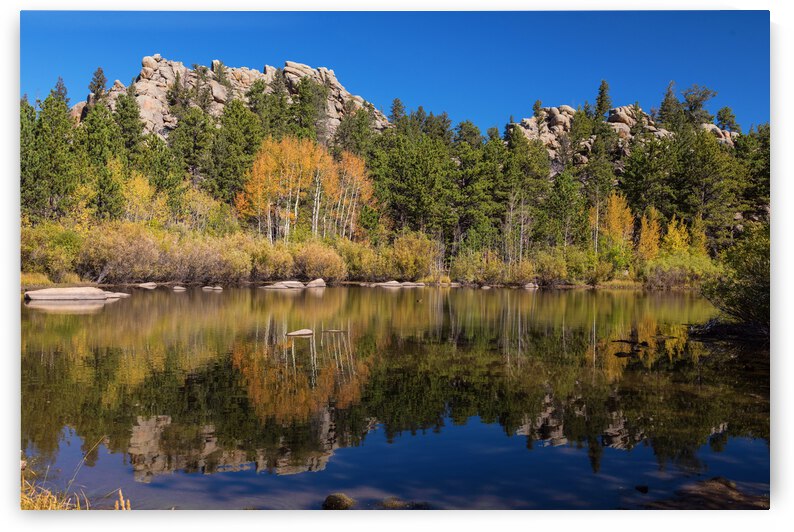Cool Calm Rocky Mountains Autumn Reflections by Bo Insogna
