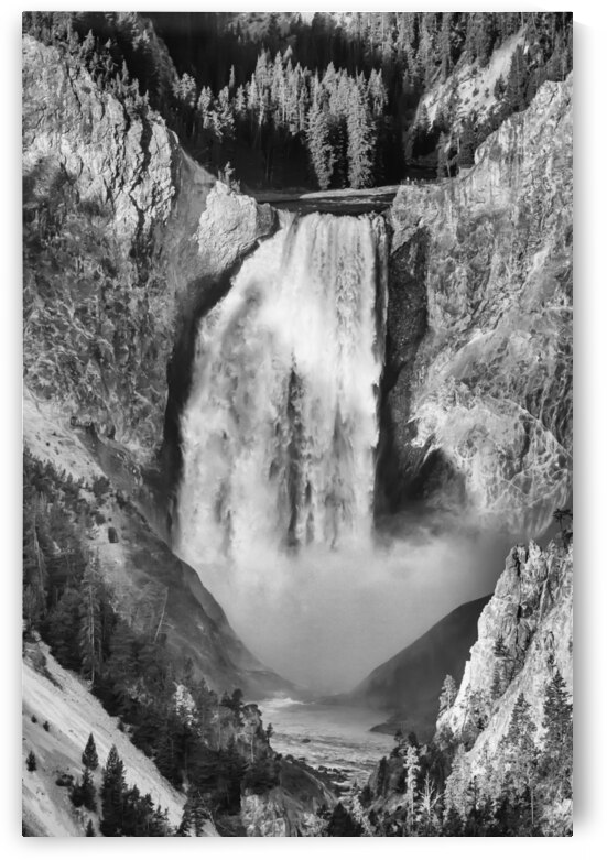 Upper Yellowstone Falls Black White by Bo Insogna