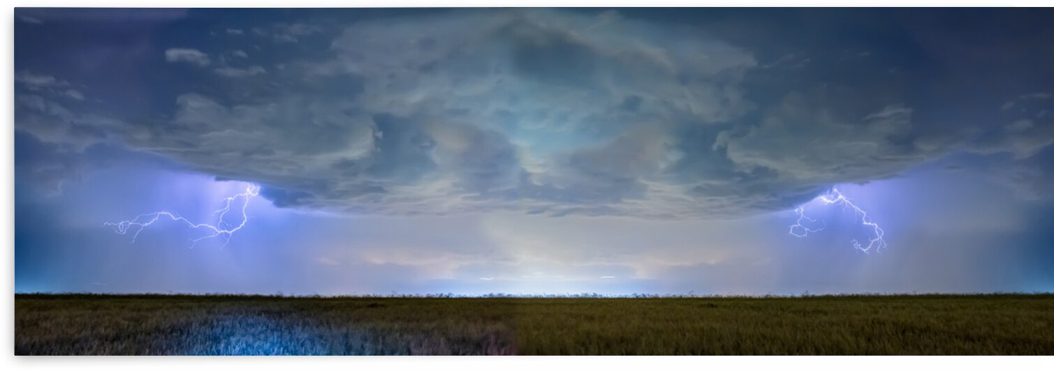 Country Wheat Field Storm Panorama by Bo Insogna