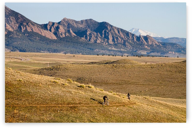 Colorado Mountain Biking Fun Flatirons Longs Peak View by Bo Insogna