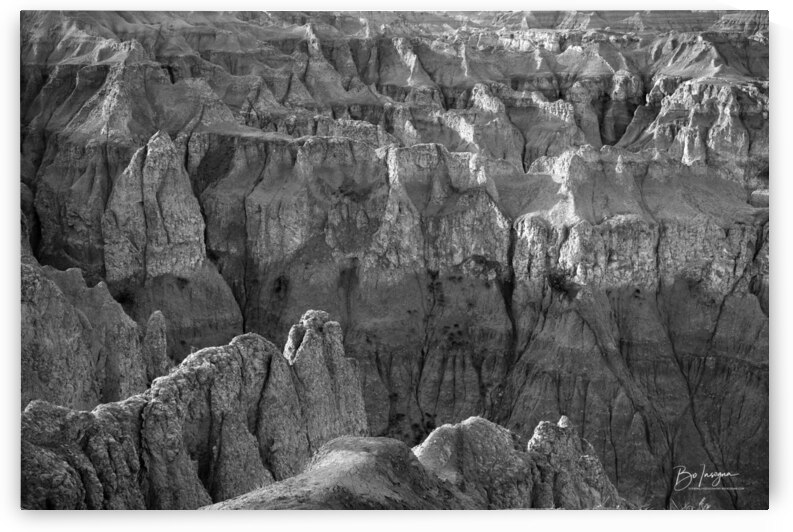 Monochrome Mystique Intricate Enigmatic Maze of Badlands Canyons by Bo Insogna
