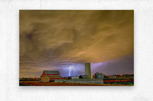 Thunderstorm Hunkering Down On Farm  Metal print