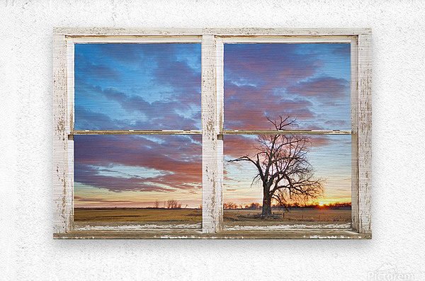 Beautiful Morning White Window Frame Art  Metal print