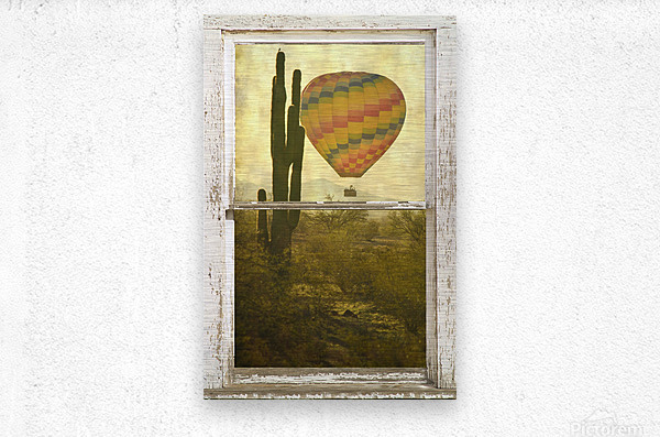 Arizona Hot Air Balloon White Window Peal View  Impression metal
