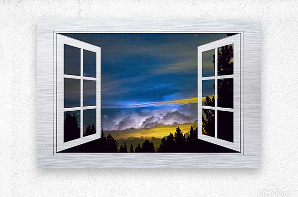 Layers Of The Night White Open Window View  Metal print