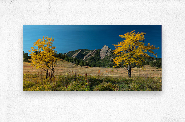fall boulder colorado flatiron  Panorama  Metal print