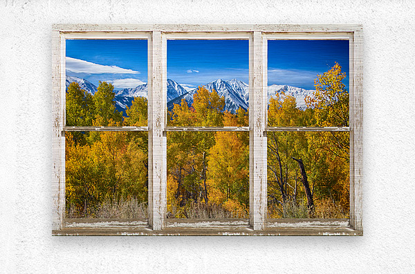 Independence Pass Autumn View White Window  Metal print
