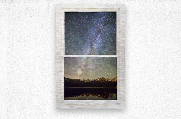 Milky Way Mountains White Rustic Window  Impression metal