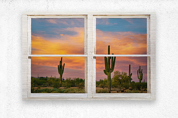 Colorful Southwest Desert Rustic Window View  Metal print