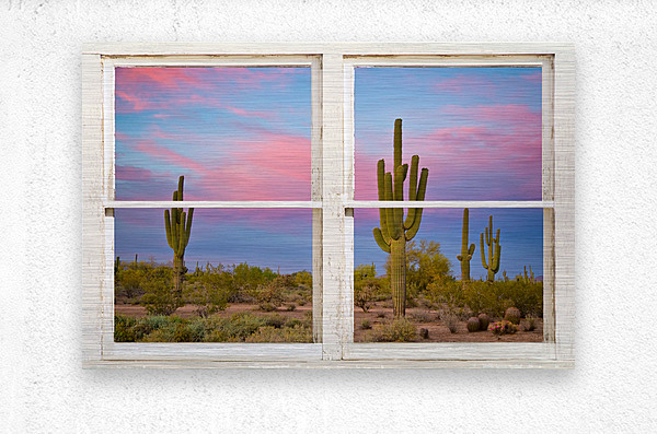 Colorful Southwest Desert Window View  Metal print