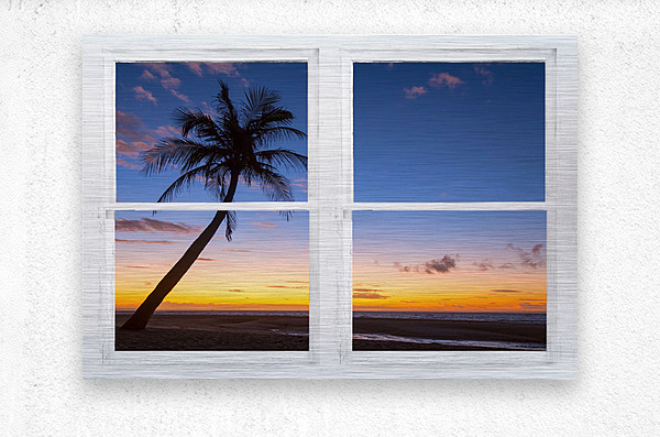 Tropical Paradise Colorful Sunset Whitewash W  Metal print