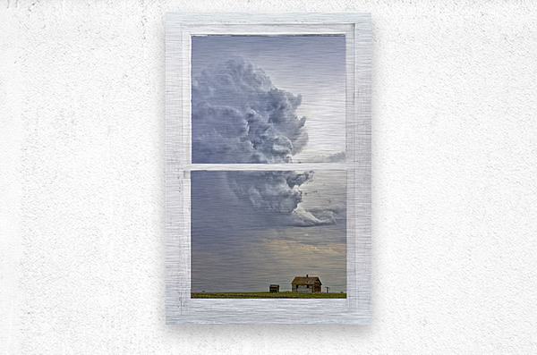 Western Storm Farmhouse Window View  Metal print