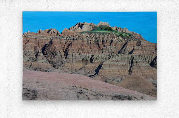 Contrasting Colors and Textures in the Badlands of South Dakota  Metal print