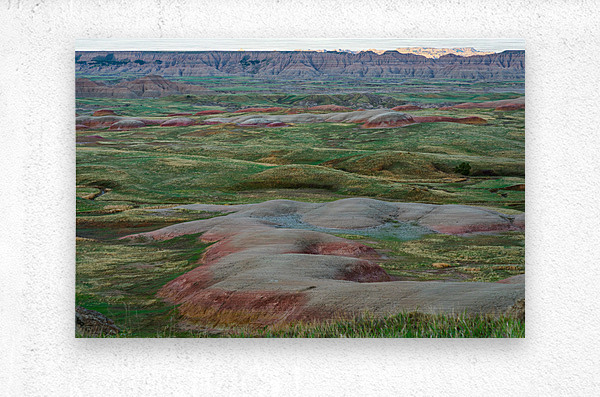 South Dakota Badlands Grasslands Embrace Majestic Canyon Buttes  Metal print