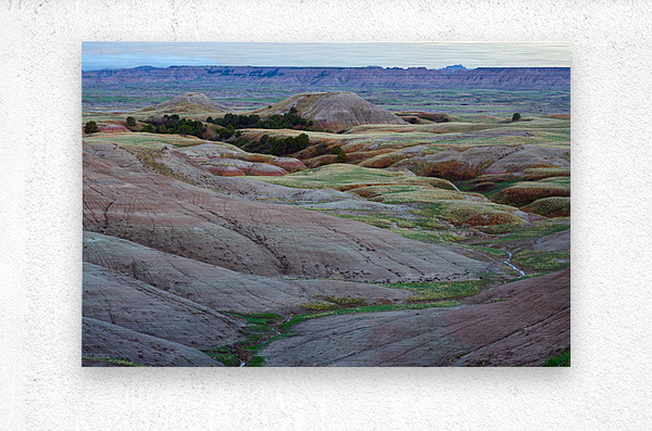 South Dakota Badlands and Colorful Morning Grasslands  Metal print