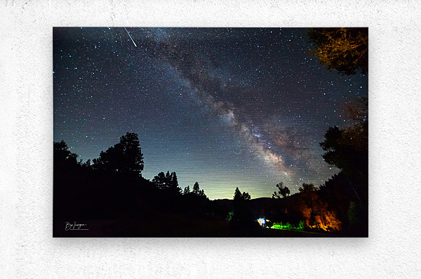 Milky Way and Perseid Meteor Over Colorado Rockies Poudre Canyon  Metal print