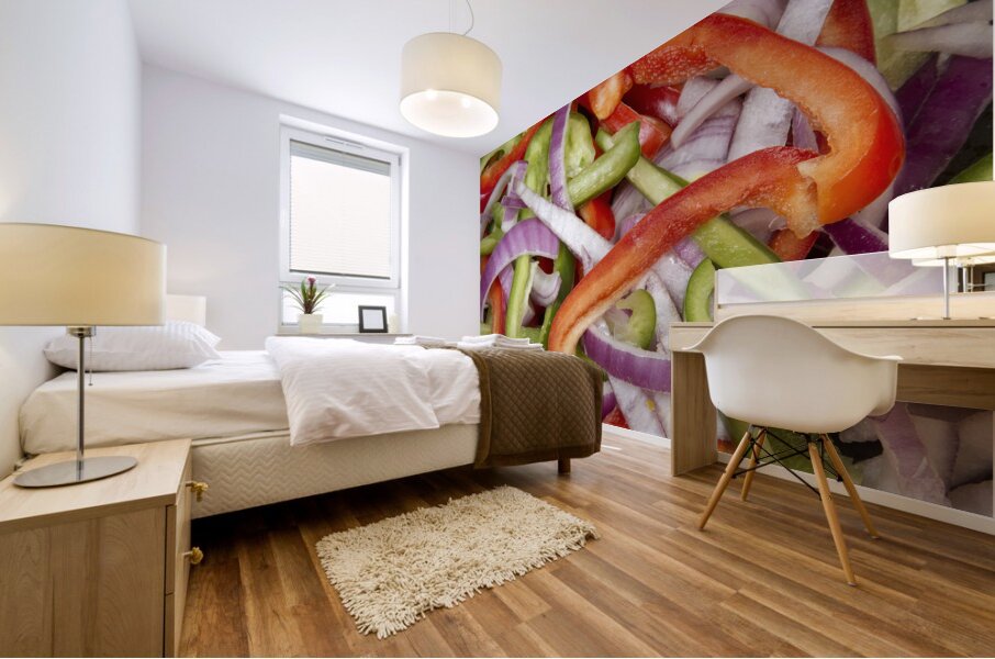 Colorful Peppers and Onions Mural print