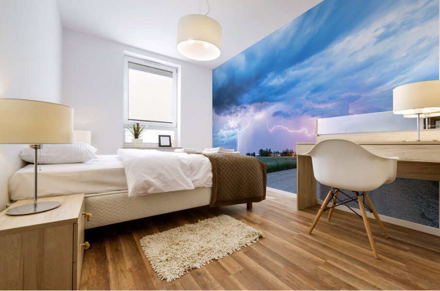 Chasing Fracking Lightning Storms Mural print