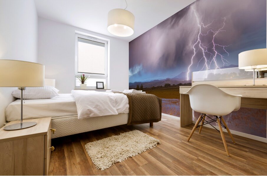 Lightning Striking Longs Peak Foothills 6 Mural print