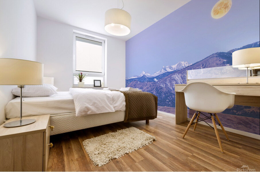 Moon Set Rocky Mountains Mural print