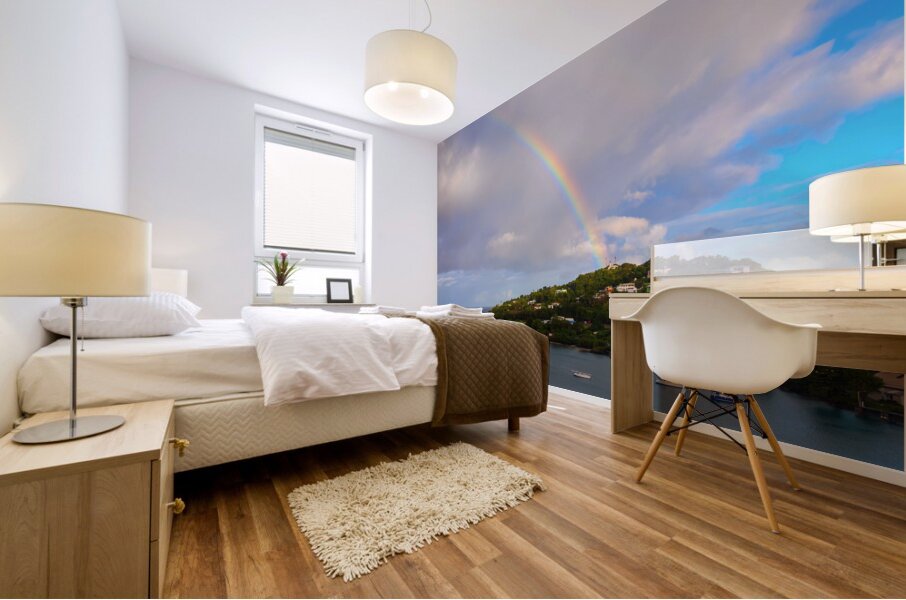 Rainbow Descending Near the Vigie Lighthouse in St Lucia Mural print