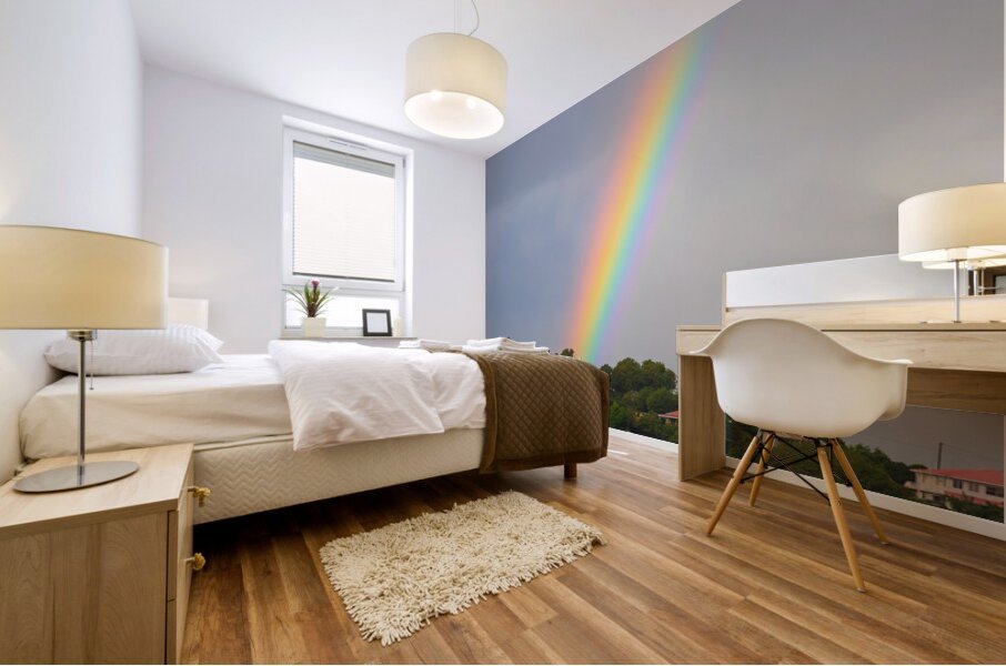 Enchanting Finale of a Vibrant Rainbow Mural print