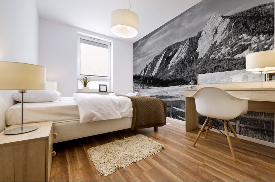 Flatirons from Chautauqua Park BW Mural print