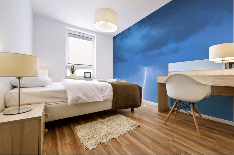 Lightning Raining Down with Some Firework Sprinkles Mural print