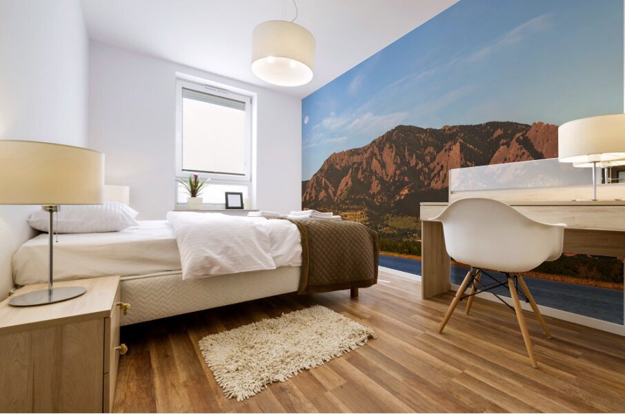 Full Moon Boulder Colorado Front Range Panorama PT2 Mural print