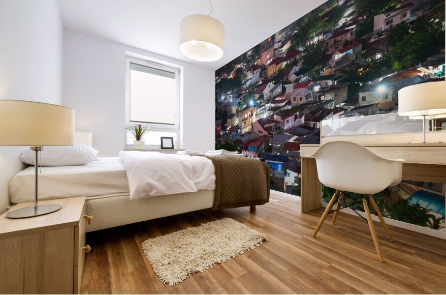 A Nightscape in Warm Light Urban Tapestry Mural print