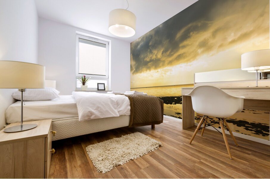 Golden Horizons Drift with the Tide Mural print