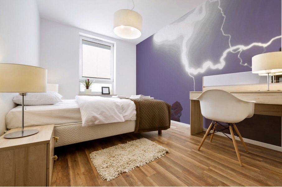 Praying Monk Lightning Halo Monsoon Thunderstorm Mural print