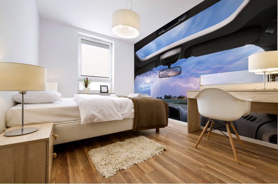 Storm Chaser View Through the Windshield and Sunroof Mural print