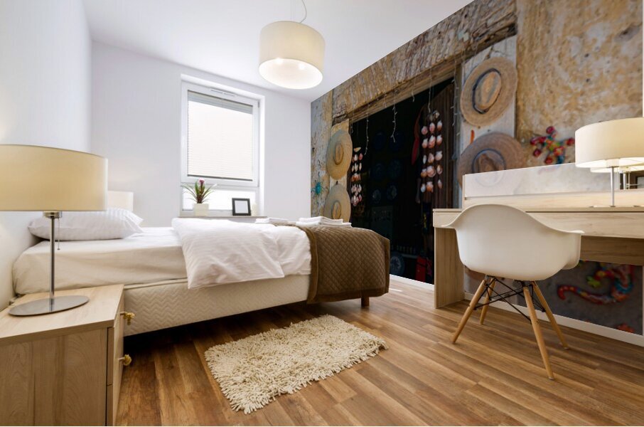 Rustic Mexican Shop Entrance With Traditional Hats Mural print