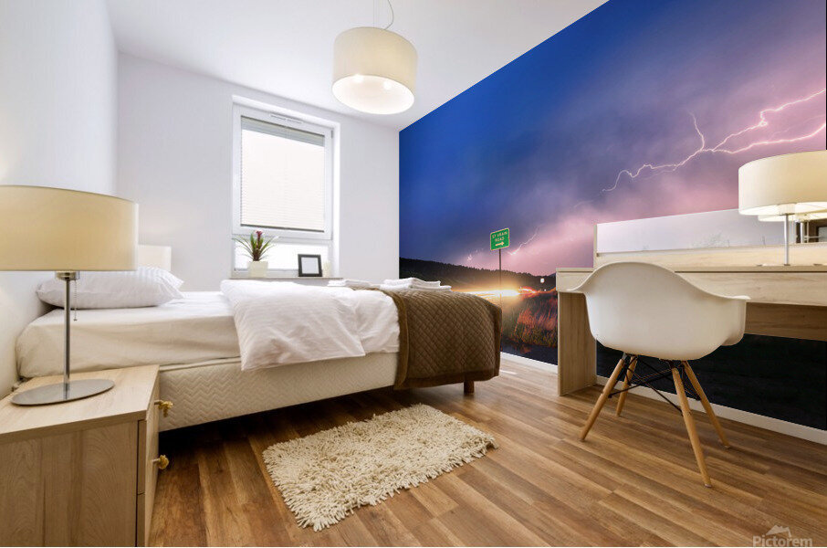 Cruising Highway 36 Into Storm Mural print